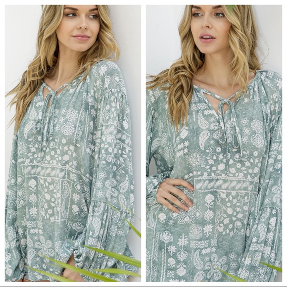 38 Bohemian Paisley Woven Stylish Tunic Top - Picture 2 of 5